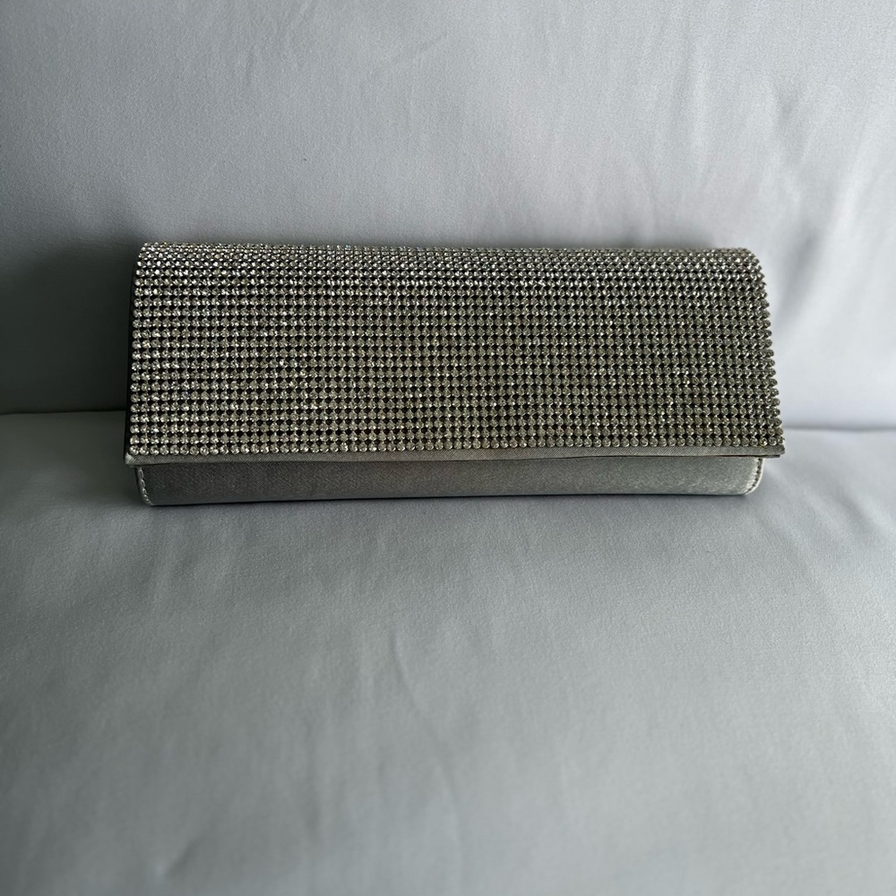 NWT J Francis - Silver Rhinestone Evening Clutch